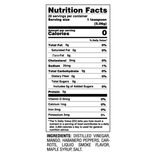 Smokin' Mango Wild Child Nutrition Label